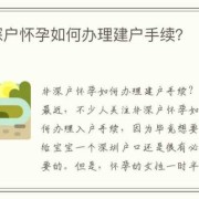 孕期考证（怀孕期间可以入深户吗）