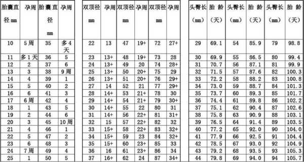 胎儿大小与孕周对照表(胎儿大小与孕周对照表图片) 第3张 胎儿大小与孕周对照表(胎儿大小与孕周对照表图片) 第3张