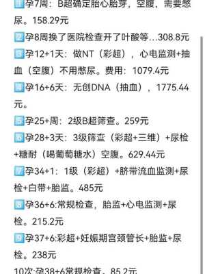 整个孕期产检费用要多少,孕期产检价格表  第3张